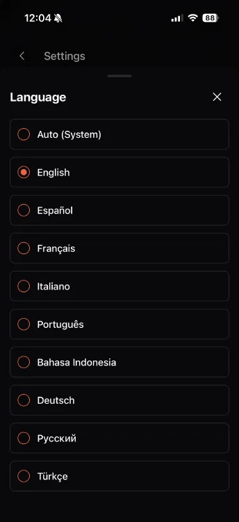 In-app language selector in Preferences
