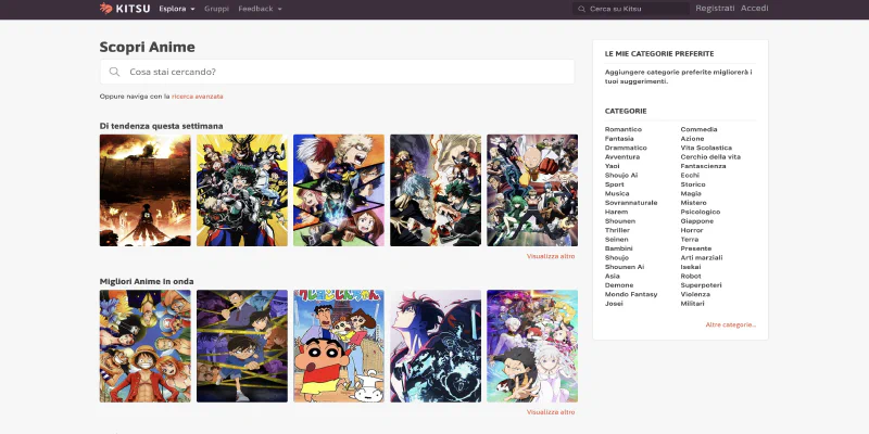 Captura de tela do Kitsu